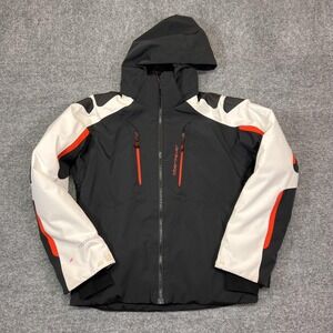 Obermeyer Mach 6 Jacket Kids M 10-12 Black Colorblock Hooded Insulated Ski Recco